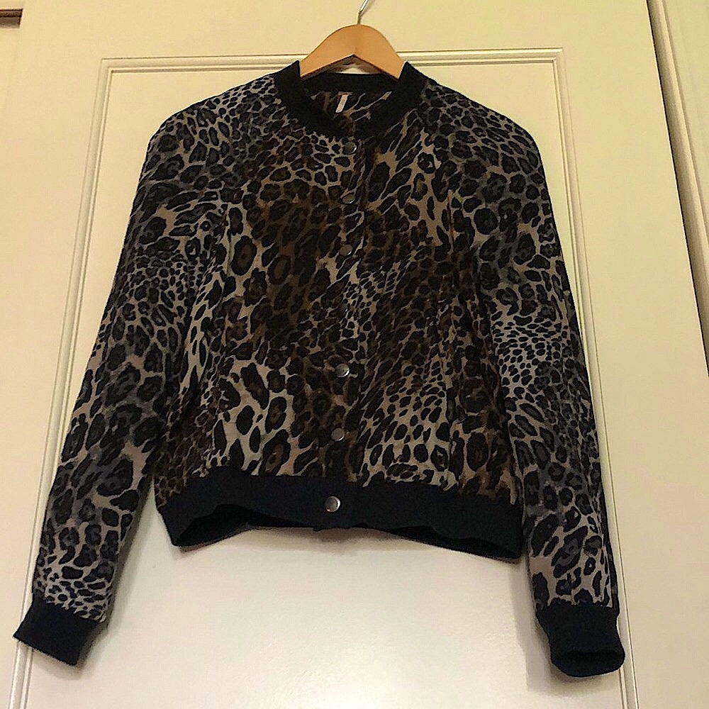 Free People Leopard Print Bomber Jacket